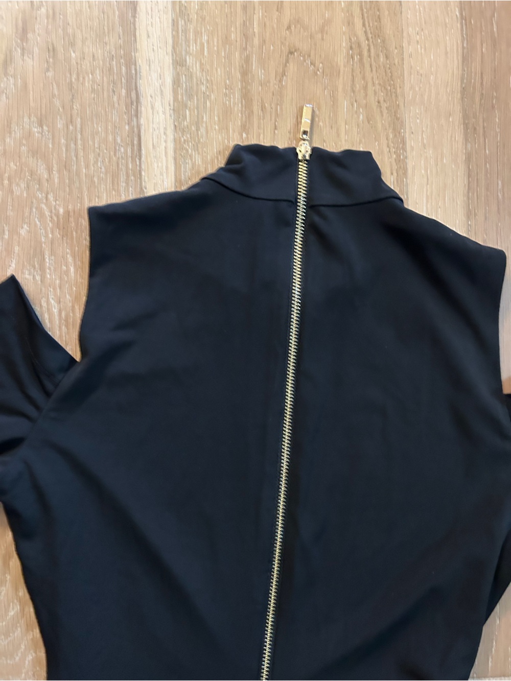 Eliza J Black Cold-Shoulder Mock Neck Bodysuit - Picture 7 of 10